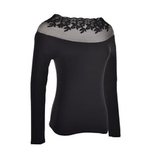 Black and white striped blouse Knitted women tops lace floral embroidery shirts long sleeve knitwear Women Formal Tops J4U66