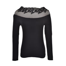 Black and white striped blouse Knitted women tops lace floral embroidery shirts long sleeve knitwear Women Formal Tops J4U66