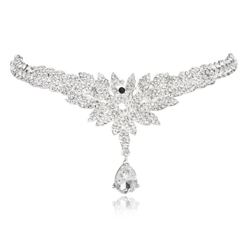 bling pendant crown headband water rhinestone hairband for wedding party forehead jewelry J4U66