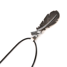 Blue Black Stainless Steel Feather Men Necklace PU Leather Rope Chain Pendant Necklace For Men Male Gifts J4U66