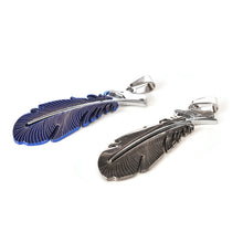 Blue Black Stainless Steel Feather Men Necklace PU Leather Rope Chain Pendant Necklace For Men Male Gifts J4U66