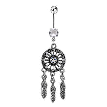 Body Jewelry Crystal Gem Dream Catcher Navel Dangle Belly Barbell Button Bar Ring Body piercing Art J4U66