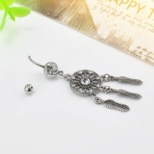 Body Jewelry Crystal Gem Dream Catcher Navel Dangle Belly Barbell Button Bar Ring Body piercing Art J4U66
