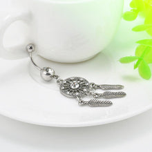 Body Jewelry Crystal Gem Dream Catcher Navel Dangle Belly Barbell Button Bar Ring Body piercing Art J4U66