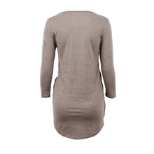 bodycon women sexy dress round neck 3/4 sleeve twist front night club mini party dresses plus size vestidos coffee J4U66