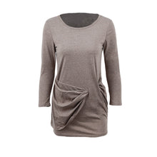 bodycon women sexy dress round neck 3/4 sleeve twist front night club mini party dresses plus size vestidos coffee J4U66