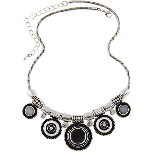 Boheman Style Statement Choker Necklace Women Jewelry Ethnic Collar Retro Silver Plated Colorful Pendant Necklaces J4U66
