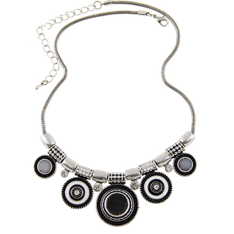 Boheman Style Statement Choker Necklace Women Jewelry Ethnic Collar Retro Silver Plated Colorful Pendant Necklaces J4U66