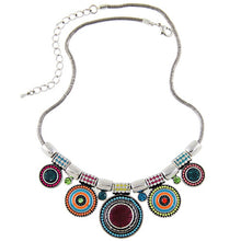 Boheman Style Statement Choker Necklace Women Jewelry Ethnic Collar Retro Silver Plated Colorful Pendant Necklaces J4U66