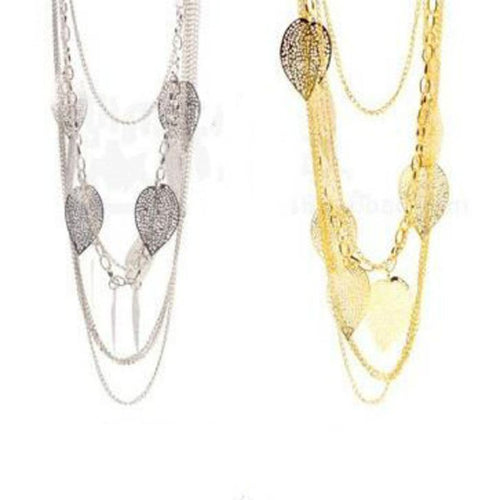 Bohemian Vintage Multi-Layer Long Sweater Necklace Pendant Chain Acrylic Neckace Jewelry For Women Leaves Necklace J4U66