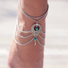 Boho Ethnic Turquoise Beads Barefoot Sandal Anklet Chic Multilayer Tassel Foot Chain Anklet Bracelet Body Jewelry For Women J4U66