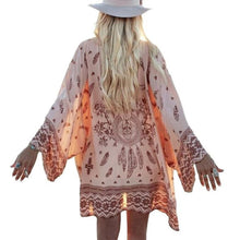Boho Printed Chiffon Loose Kimono Cardigan Fashion Women Blouse Shirt Brand Tops Batwing Sleeve Blusas Femininas J4U66