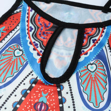 boho style blouses women shirt geometric print tassel hem hollow out sleeveless women tops plus size blusas femininas J4U66