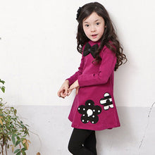 Bowknot Flower Girls Dress Children Kids Clothing Long Sleeve Cotton T-Shirt  J4U66