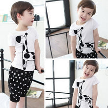 Boy Baby Animal Giraffe Print Tops Shirt + Dots Short Pants Costume 2pcs 2-6Year J4U66