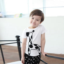 Boy Baby Animal Giraffe Print Tops Shirt + Dots Short Pants Costume 2pcs 2-6Year J4U66