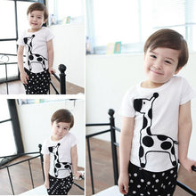 Boy Baby Animal Giraffe Print Tops Shirt + Dots Short Pants Costume 2pcs 2-6Year J4U66