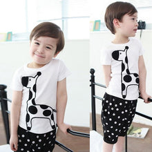 Boy Baby Animal Giraffe Print Tops Shirt + Dots Short Pants Costume 2pcs 2-6Year J4U66