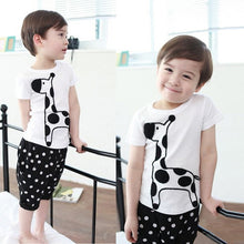 Boy Baby Animal Giraffe Print Tops Shirt + Dots Short Pants Costume 2pcs 2-6Year J4U66