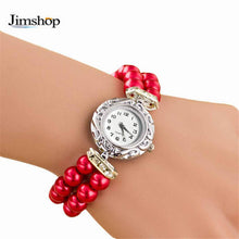Bracelet Watch Women Ladies Students Fashion Quartz-watchClock Imitation Golden Pearl Chain Wrist Watches Quartz  J4U66