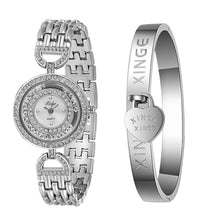 Bracelets Watches Famous Creative Luxury Women Rose Gold Sliver Rhinestone Crystal Love Bangle Watch And Bracelet Set 593 J4U66