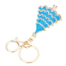 design christmas tree couple keychain retro hollow out rhinestone key ring holder jewelry J4U66