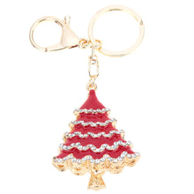 design christmas tree couple keychain retro hollow out rhinestone key ring holder jewelry J4U66