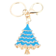design christmas tree couple keychain retro hollow out rhinestone key ring holder jewelry J4U66