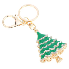 design christmas tree couple keychain retro hollow out rhinestone key ring holder jewelry J4U66