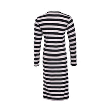 Black & White Striped Long Sleeve Knitted Open Cardigan Fall Slim Women Sweater J4U66