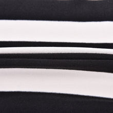 Black & White Striped Long Sleeve Knitted Open Cardigan Fall Slim Women Sweater J4U66