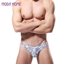 cotton men briefs floral print elastic low waist pouch bikini panties underpant sexy men underwear slip homme gay sexy J4U66