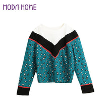 harajuku women hoodies sweatshirt casual shirt splicing green leopard print long sleeve tracksuit pullover loose top J4U66