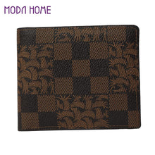 mens leather wallet hasp design pu wallets with coin pocket purse plaid print multifunctional portemonnee J4U66
