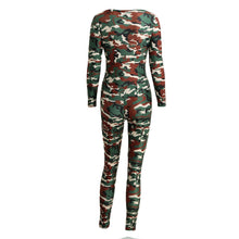 sexy outfits women jumpsuit camouflage print v neck long sleeve bodycon playsuit rompers army green catsuit J4U66