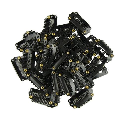 Brand U Shape Black Colored Stainless Steel Snap Clips for Feather Hair Extensions Wigs Weft DIY - 40pc1pack J4U66