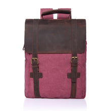 vintage men women canvas backpack leather splice solid square rugzak large capacity student schoolbag laptop travel bag J4U66