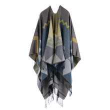 women scarf knitted shawl poncho faux cashmere geometric pattern tassel oversized long bohemia cape bufandas mujer J4U66