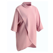women blouse solid half batwing sleeves irregular hem split mini dress casual loose elegant tops pink party dresses J4U66