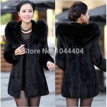 Brand Luxury Rabbit Fur Coat Fox Fur Collar Hooded Long Jacket Parka J4U66