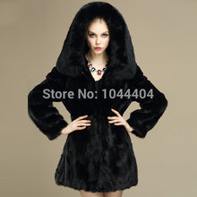 Brand Luxury Rabbit Fur Coat Fox Fur Collar Hooded Long Jacket Parka J4U66
