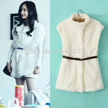 Brand newGirls Women Long Jacket Hairy Waistcoat Coat Outerwear Belt Sleeveless Vest J4U66