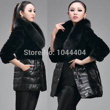 Brand newLuxury Women Jacket Fox Faux Fur Leather Outerwear Long Sleeve Coat and  J4U66