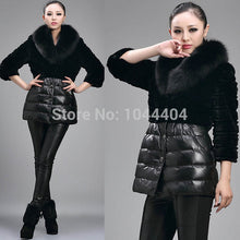 Brand newLuxury Women Jacket Fox Faux Fur Leather Outerwear Long Sleeve Coat and  J4U66