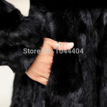 Brand newWarm Women Luxury Mink Fur Sleeve Long Coat Jacket Outwear Fur Collar UK8-16 J4U66