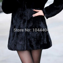 Brand newWarm Women Luxury Mink Fur Sleeve Long Coat Jacket Outwear Fur Collar UK8-16 J4U66