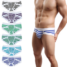 breathable men briefs soft sexy underwear men cotton panties stripe elastic waist stretch comfortable underpants J4U66