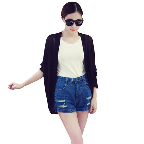 Brief Women Loose Batwing Cardigan Hip Long Shirts Sweater Casual Knitted Outwear J4U66