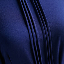 Brief Women's Long Sleeve Cotton Blend Blue Dress Evening Party Full Length Maxi Gown Dresses  J4U66