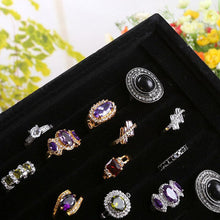 bright jewelry showcase velvet earring ring display tray box show carrying case J4U66